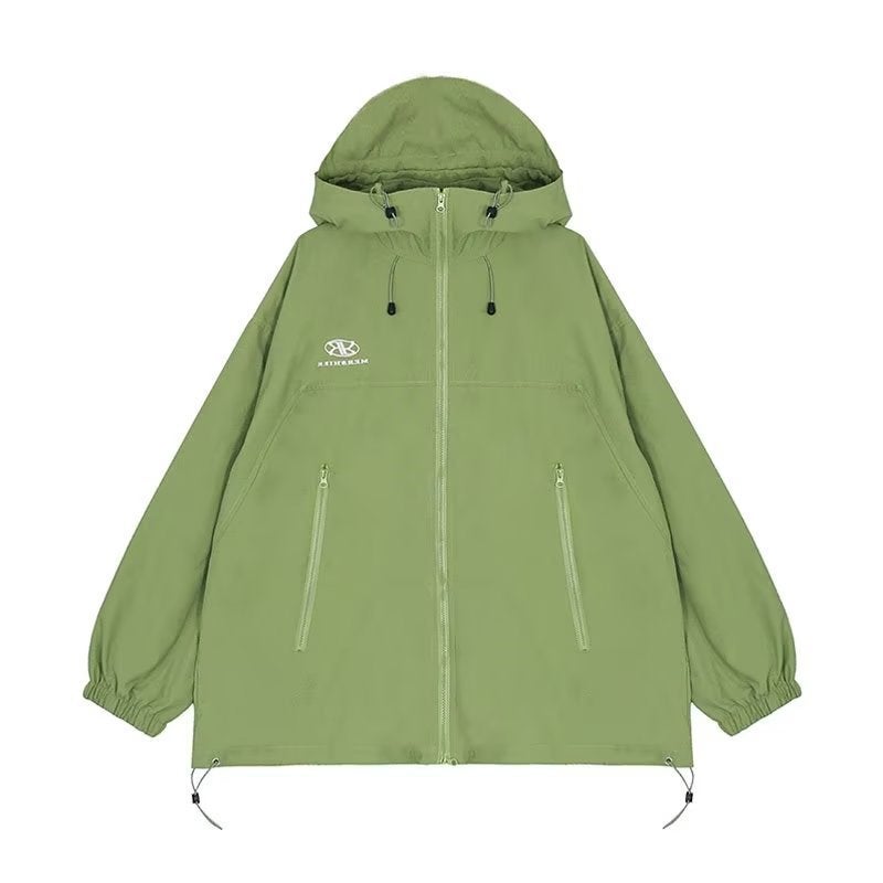 2022 Spring and Autumn Functional Hooded Waterproof Jacket Loose Casual Zipper Solid Color Coat Cool Trendy for Men and Women - Image 3