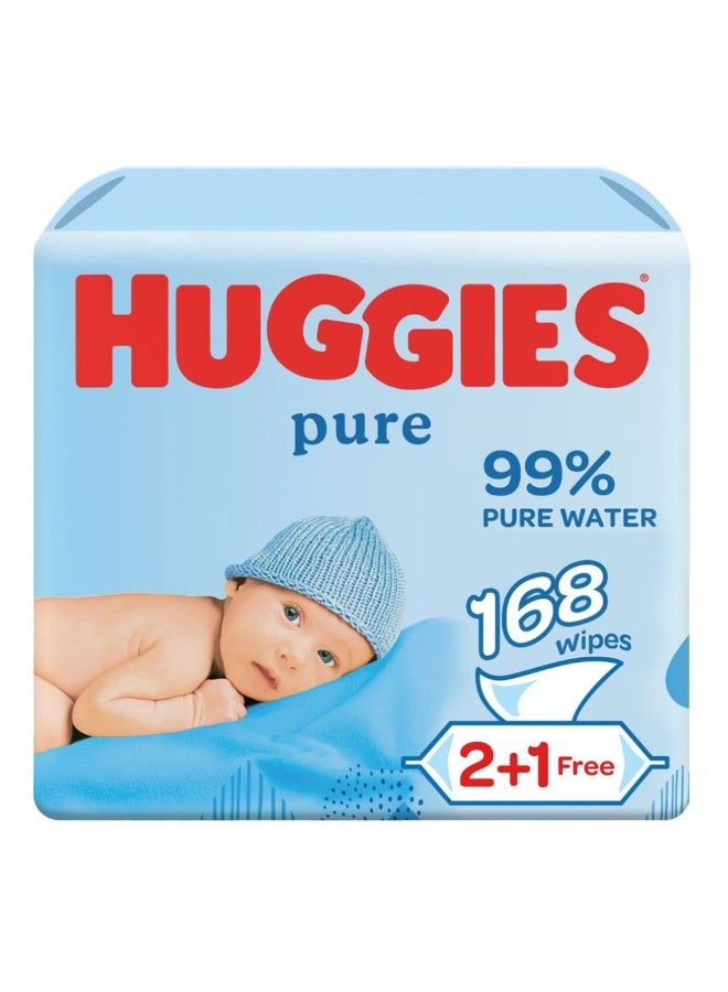 HUGGIES مناديل مبللة للأطفال للتنظيف النقي، عبوة من 168