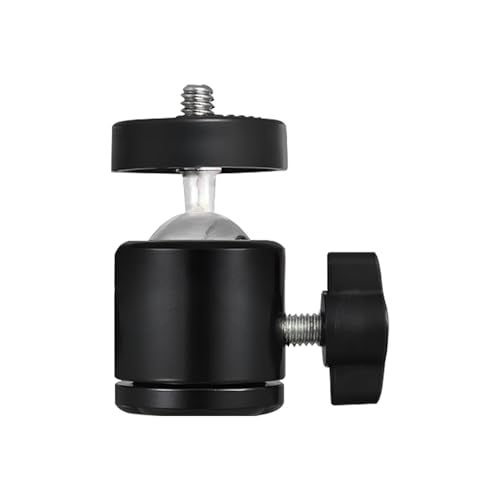 Humble Swivel 1/4" Screw Tripod Ball Head Bracket Holder Ball Head 360 Degree Aluminium Alloy Body Rotating for DSLR Camera, Ring Lights (Black) - Image 1