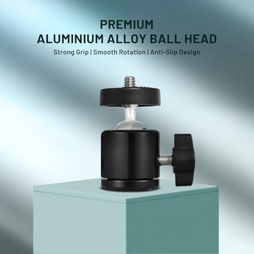 Humble Swivel 1/4" Screw Tripod Ball Head Bracket Holder Ball Head 360 Degree Aluminium Alloy Body Rotating for DSLR Camera, Ring Lights (Black) - Image 3