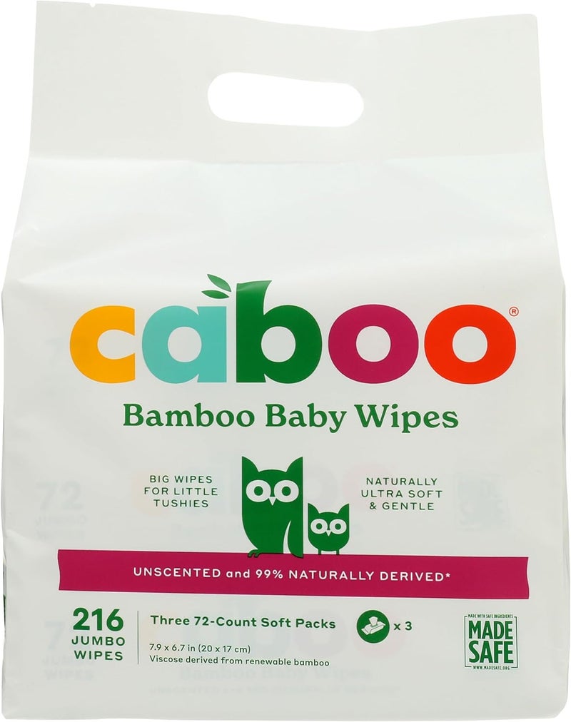 حزمة مناديل الأطفال من كابو من البامبو خالية من القسوة وصديقة للبيئة 216 عبوة حزمة من 6