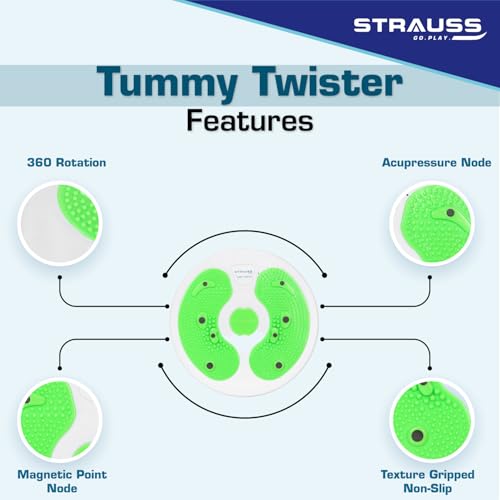 STRAUSS Tummy Twister | Tummy Trimmer, Abs Roller & Shaper for Women & Men | Exercise Machine with Non-Slip Surface | Ideal Equipment for Home Workouts (Green) - Image 5
