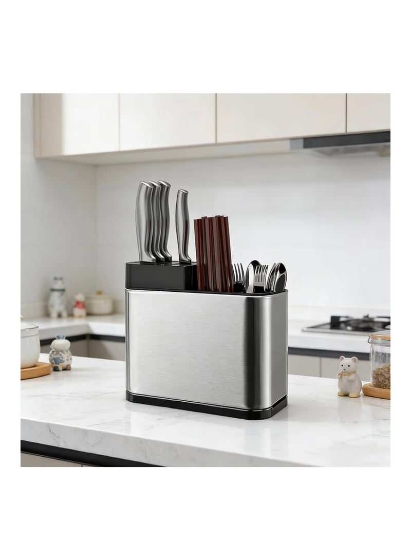 Stainless Steel Cutlery Organizer with Drip Tray - Image 5