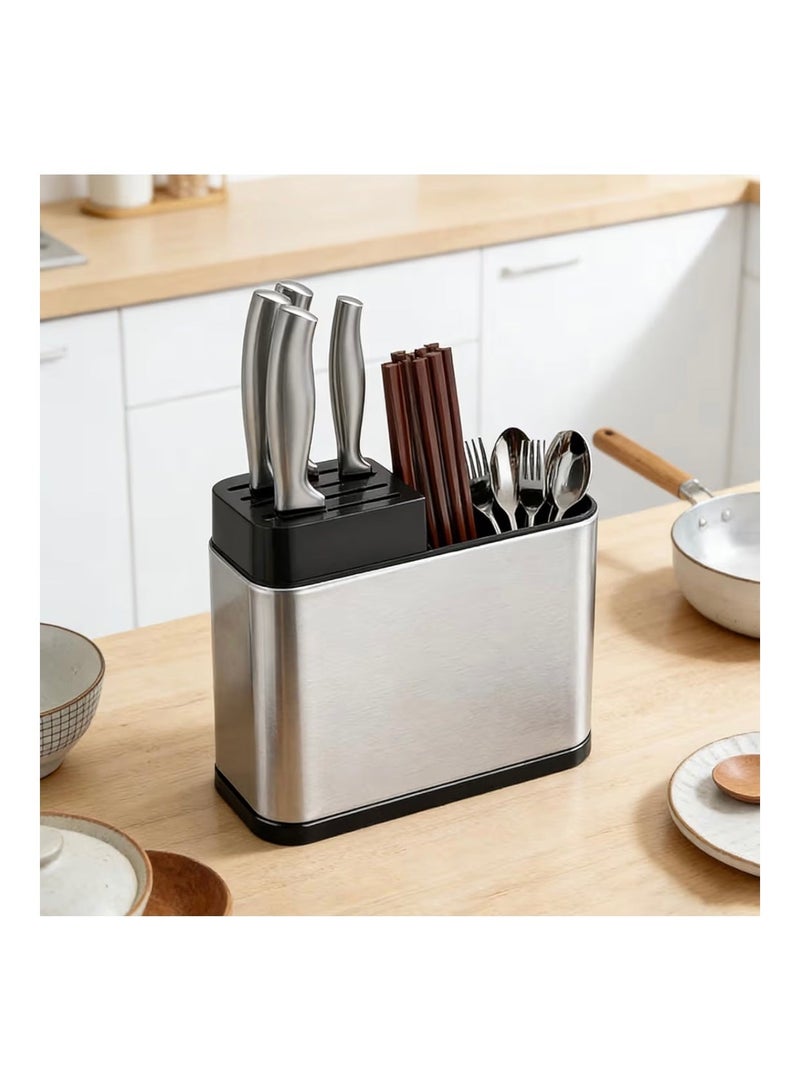 Stainless Steel Cutlery Organizer with Drip Tray - Image 4