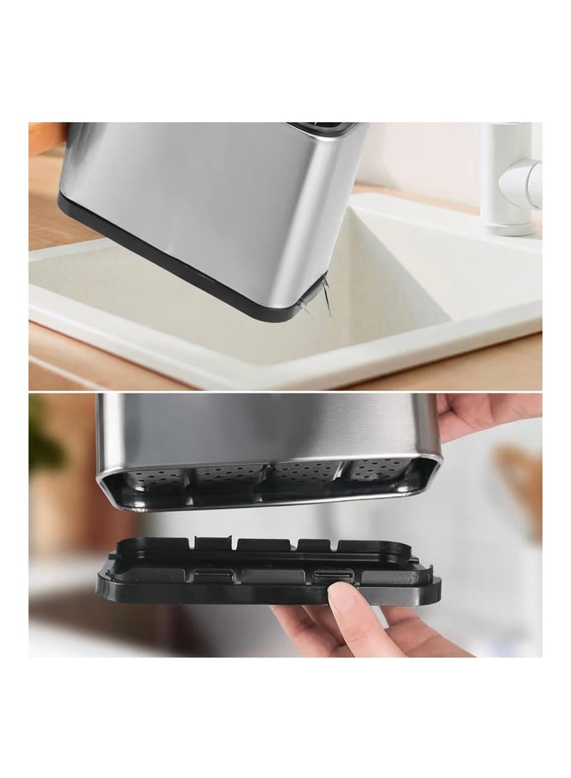 Stainless Steel Cutlery Organizer with Drip Tray - Image 2