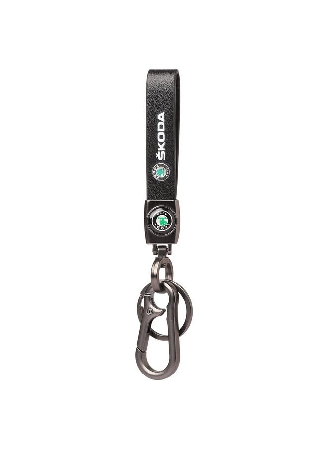 TechPro Techpro Long Leather Metal & Leather Finish Key Chain, Stylish Key Ring With Hook For Gift, Men & Women, Black  - Image 1