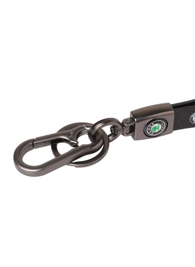 TechPro Techpro Long Leather Metal & Leather Finish Key Chain, Stylish Key Ring With Hook For Gift, Men & Women, Black  - Image 3