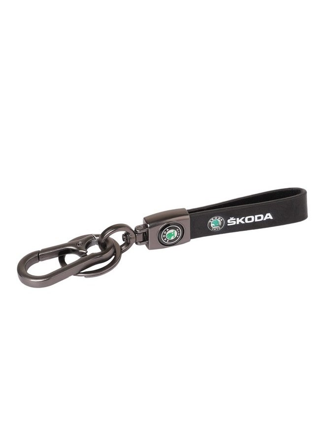 TechPro Techpro Long Leather Metal & Leather Finish Key Chain, Stylish Key Ring With Hook For Gift, Men & Women, Black  - Image 2