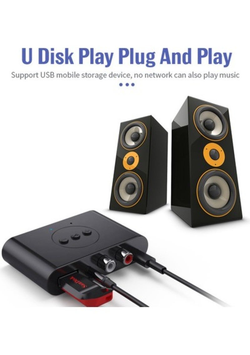 Bluetooth 5.0 Receiver: Black Compact Design - 33ft Signal Range Hi-fi Sound Quality for Car Stereo Home Audio Systems - Image 4