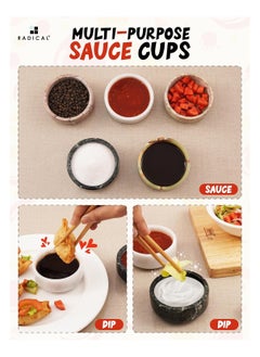 RADICALn Marble Sauce Cups 3.5'' Inches Black and White Handmade Ramiken Sauce Bowls and Dipping Sauce Cups Ideal Soy Sauce Dish for Plates Mini Dipping Bowls Sauce Cups  - Image 5