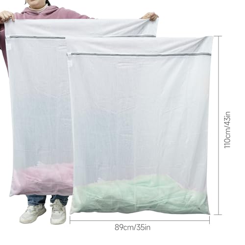 GOGOODA 2 Pack Extra Large Mesh Laundry Bag 43 x 35 in – XXXXL Washing Bag for Bedding, Blankets, Clothes, Pet Items, Travel & Storage – Washer Protector Bag for Washing Machine - Image 4