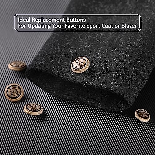 MASONEE 14-Piece Gold Metal Blazer Button Set - 23mm & 18mm Buttons for Men's Blazers, Suits, Sport Coats, Uniforms & Jackets - Image 4