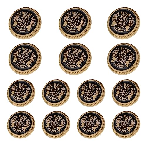 MASONEE 14-Piece Gold Metal Blazer Button Set - 23mm & 18mm Buttons for Men's Blazers, Suits, Sport Coats, Uniforms & Jackets - Image 1
