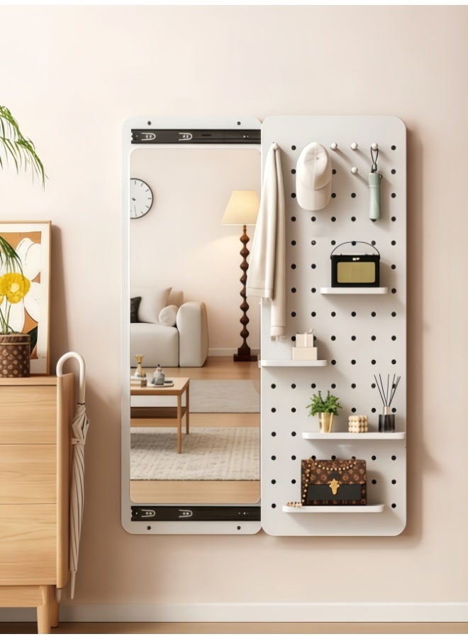 Full Length Mirror with Shelf and Hooks, Entry Way Mirrors for Wall, Wall Mirror with Shelf, Wall Mirror with Storage Multifunctional Design Panel, Multifunctional Storage for Bedroom, Living Room, Dressing Room Decor (CYJ-40*120-WHT) - Image 1