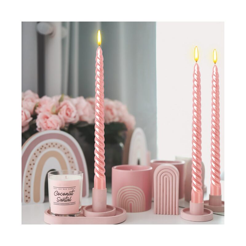12PCS Tapered Candles 10 Inch Unscented Smokeless Burning Candles for Home, Weddings, Birthday Parties and Home Decor (Pink) - Image 4