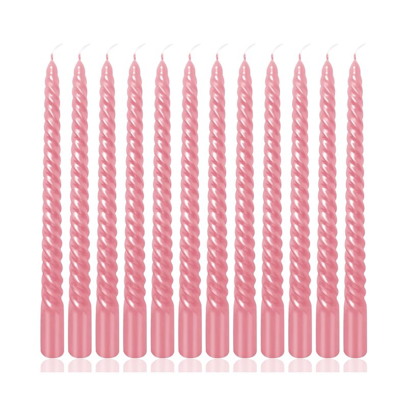 12PCS Tapered Candles 10 Inch Unscented Smokeless Burning Candles for Home, Weddings, Birthday Parties and Home Decor (Pink) - Image 1
