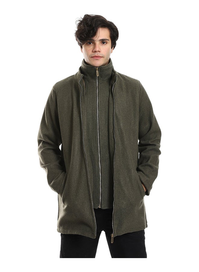 Andora Multi Zippers High Neck Gokh Jacket - Image 1
