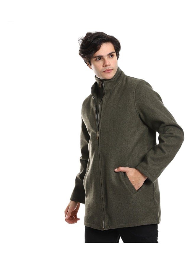 Andora Multi Zippers High Neck Gokh Jacket - Image 2