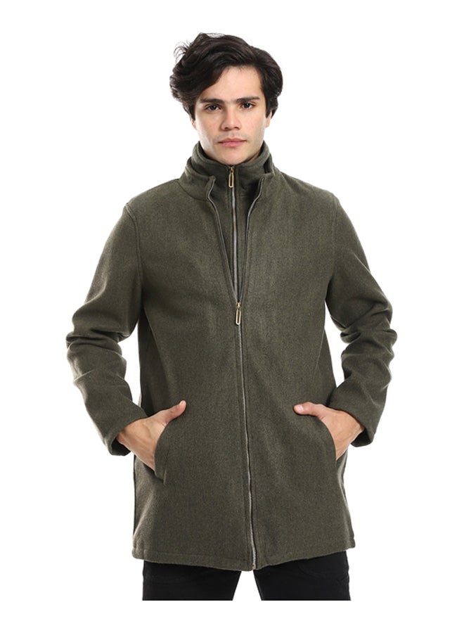 Andora Multi Zippers High Neck Gokh Jacket - Image 4