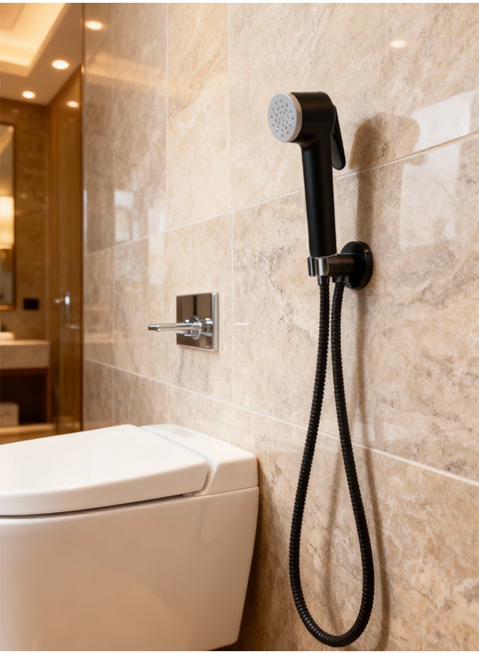 Best Handheld Bidet Spray Shattaf Set | High-Pressure ABS Body with Black Matte Finish | Soft Spray | Easy To Use | Anti-Splash | Bathroom Personal Hygiene Kit | High Quality Hand Shower Set - Image 5
