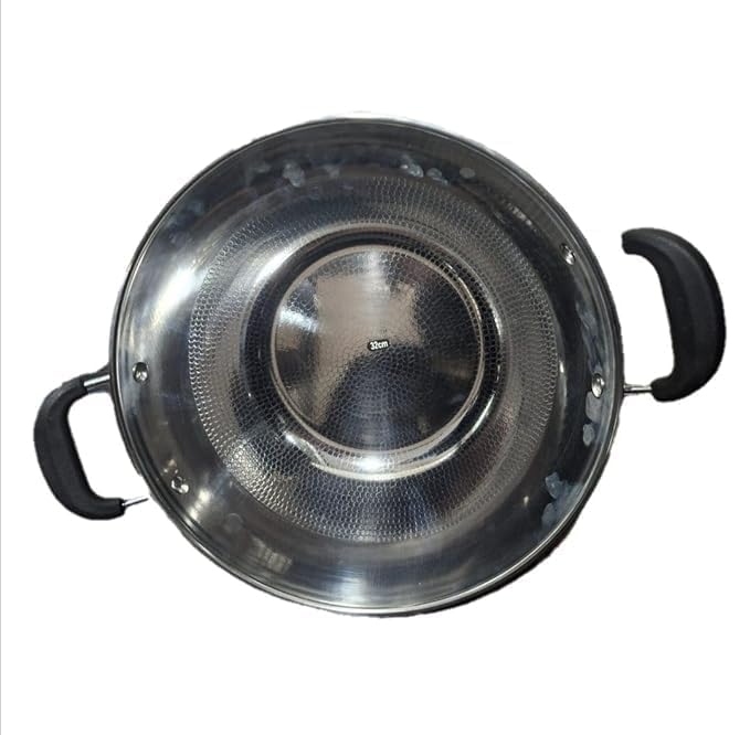 PIPULSE Stainless Steel Induction Bottom Kadha Pot Stockpot Stewpot Skillet Kitchenwar Non-Stick Wok, Camping Cooking Supplie|[3.5 litres ] Non-Stick Skillet [ 20 L x 33W XH15 CM] - Image 5