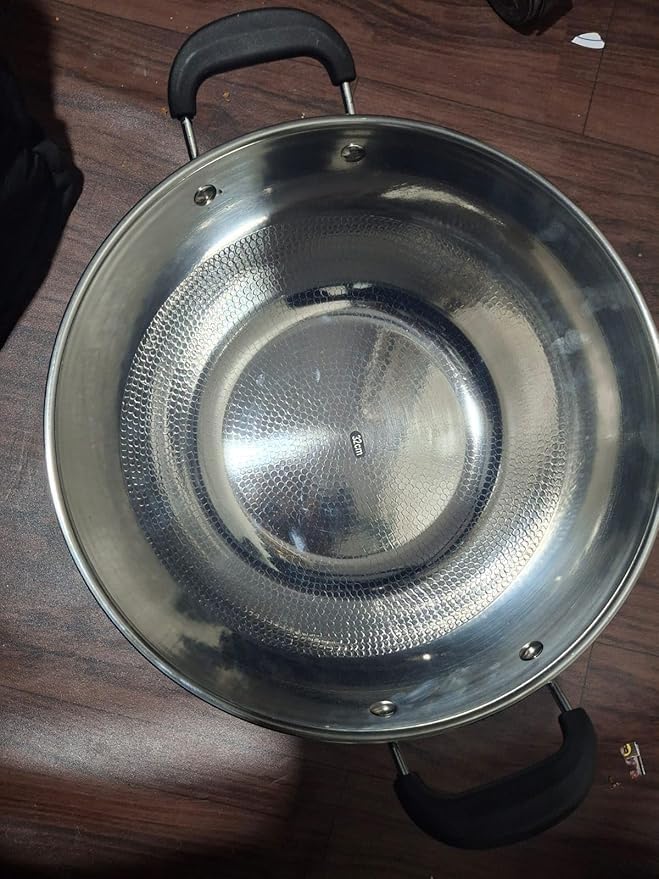 PIPULSE Stainless Steel Induction Bottom Kadha Pot Stockpot Stewpot Skillet Kitchenwar Non-Stick Wok, Camping Cooking Supplie|[3.5 litres ] Non-Stick Skillet [ 20 L x 33W XH15 CM] - Image 4