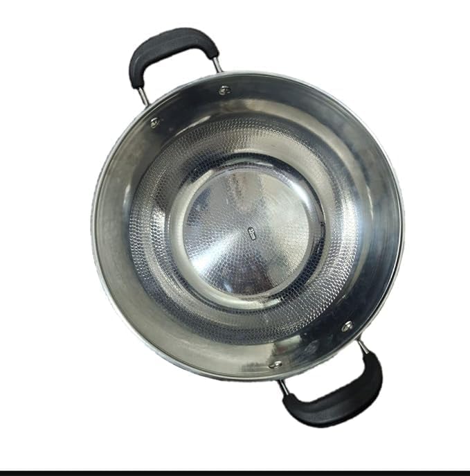 PIPULSE Stainless Steel Induction Bottom Kadha Pot Stockpot Stewpot Skillet Kitchenwar Non-Stick Wok, Camping Cooking Supplie|[3.5 litres ] Non-Stick Skillet [ 20 L x 33W XH15 CM] - Image 3