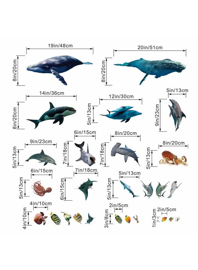 PinkEleph Under The Sea Fish Wall Stickers - Whale Shark Squid Ocean Animals Wall Decals - Baby Nursery Kids Boy Girls Room Bedroom Bathroom Daycare Playroom Classroom Wall Decor - Image 4