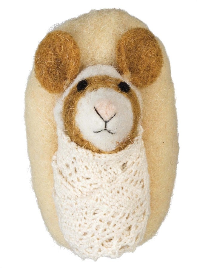 Hengulus Primitives By Kathy 101075 Mouse Nativity Critter, Set of 3, Brown and White Felt and Wood Figurines - Image 2