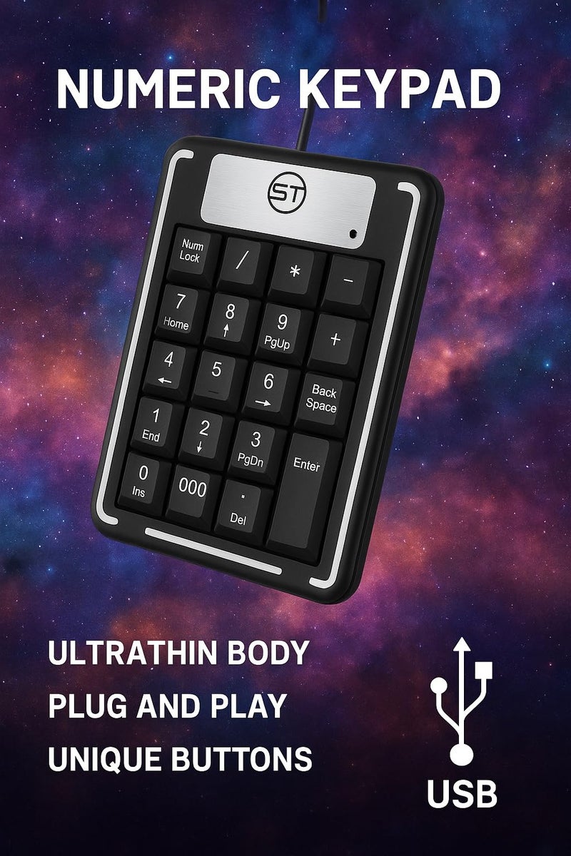 KJ-07 USB Numeric Keypad, 19 Keys, Slim Design, Compatible with Windows and Mac - Image 5