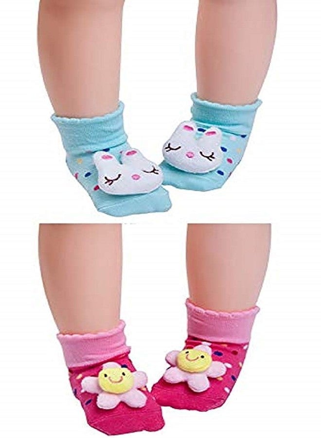 EIO® New Born Baby Socks Booties Unisex Multicolor(Random Design/Color) (Pack of 4) - Image 3