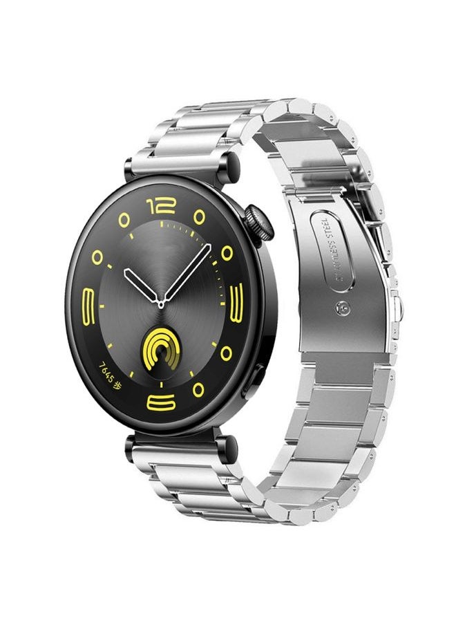 Generic - Replacement Strap For Huawei Watch GT4 41mm Three Bead Stainless Steel Metal Watch Band Silver - Image 1