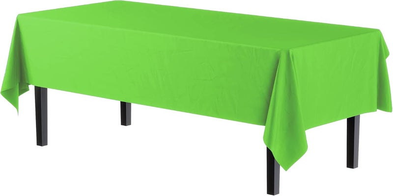 Exquisite 12-Pack Premium Plastic Tablecloth 54in. x 108in. Rectangle Table Cover - Lime Green - Image 2