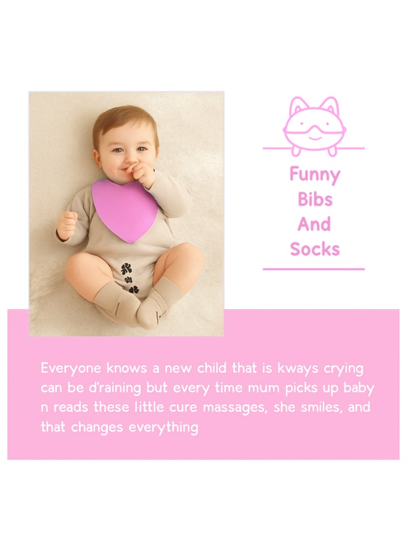 Snooze & Snuggles Newborn Baby Gift Basket Set (0-6M) – Soft Pink Blanket, Cute Plush Toy, Bib, Wooden Teether & Funny Baby Socks – Perfect Baby Shower & New Baby Gift, Pink - Image 4