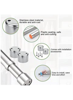 MahMir Stainless Steel Extendable Rod ,Clothes Rail Pole with End Sockets & Screws and Rust Resistant for Wardrobe, Shower, Balcony, Windows (  56 - 100cm )  - Image 2