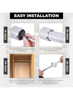 MahMir Stainless Steel Extendable Rod ,Clothes Rail Pole with End Sockets & Screws and Rust Resistant for Wardrobe, Shower, Balcony, Windows (  56 - 100cm )  - Image 5