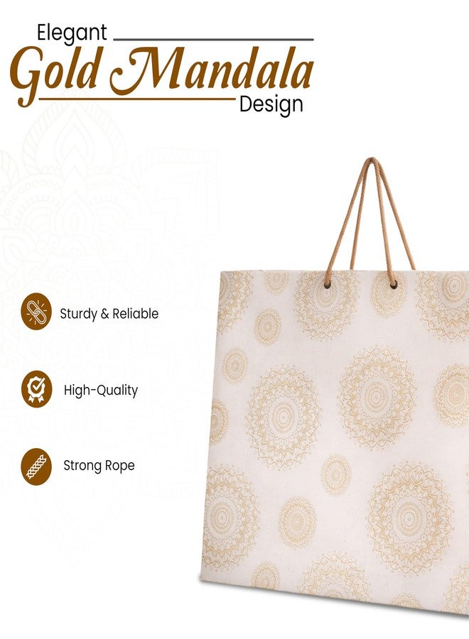 KOSY Paper Gift Bag for Gifting Eco Friendly Reusable Printed Paper Carry Bag with Gold Mandala Designer Pattern Durable Lightweight Extra Large Size Pack of 10 - Image 2
