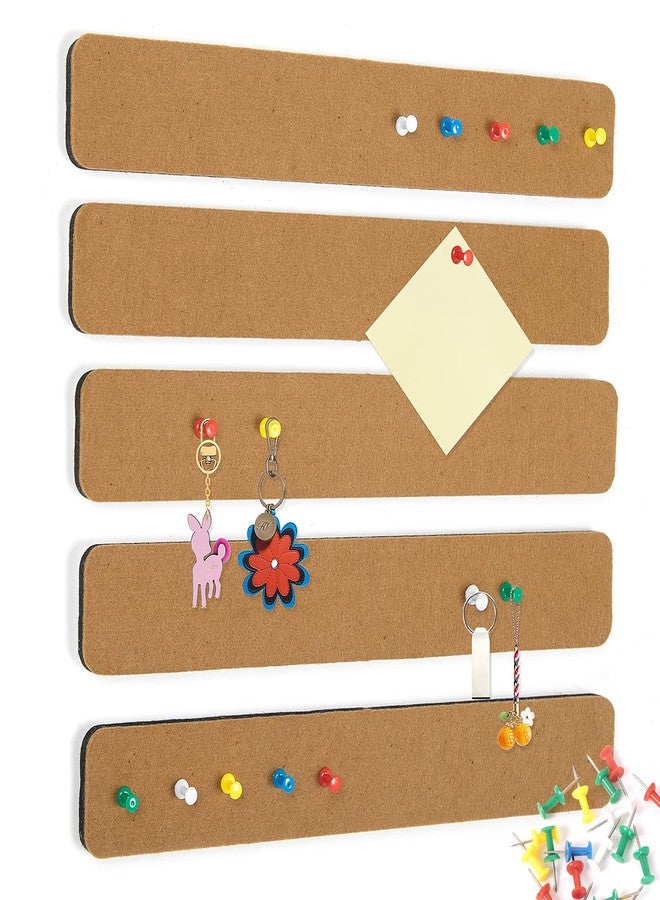 Arlasuo Felt Bulletin Board Strips, Bulletin Board for Bedroom, Office, Home, Wall Decor, Bulletin Board, Self Adhesive Felt Board with 35 Push Pins for Notes, Photos, Schedules (Brown) - Image 1