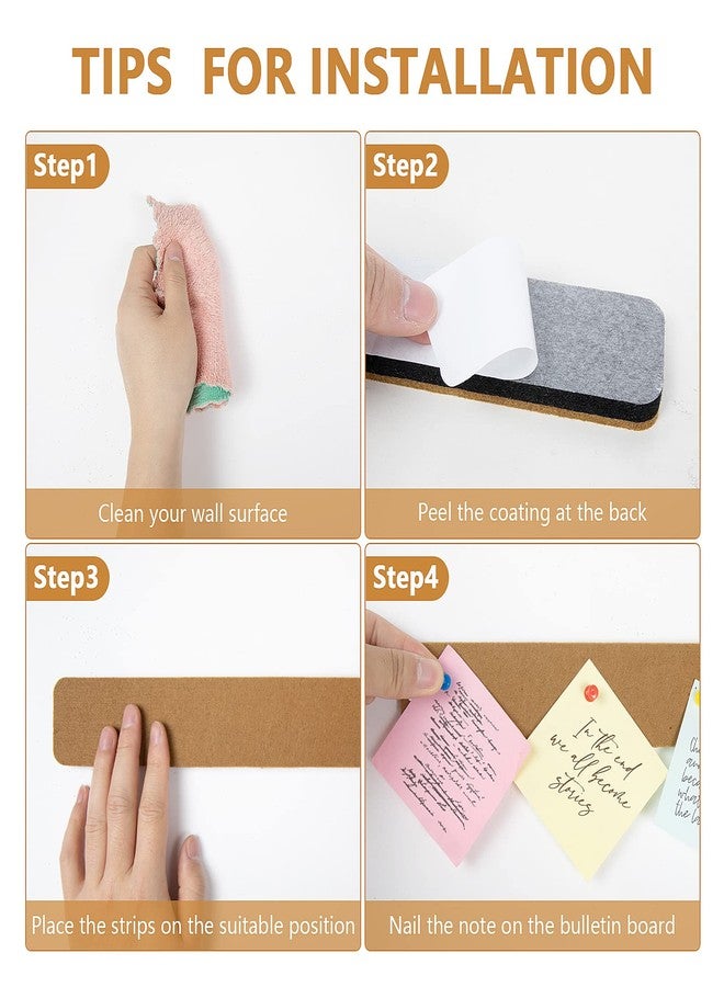 Arlasuo Felt Bulletin Board Strips, Bulletin Board for Bedroom, Office, Home, Wall Decor, Bulletin Board, Self Adhesive Felt Board with 35 Push Pins for Notes, Photos, Schedules (Brown) - Image 2