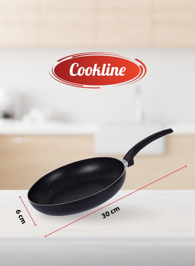 Cookline Pressed Aluminum Nonstick Fry Pan with Induction Bottom 30cm, Black with White Dots - Image 4