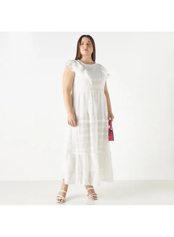 2Xtremz Eyelet Ruffle Midi Dress