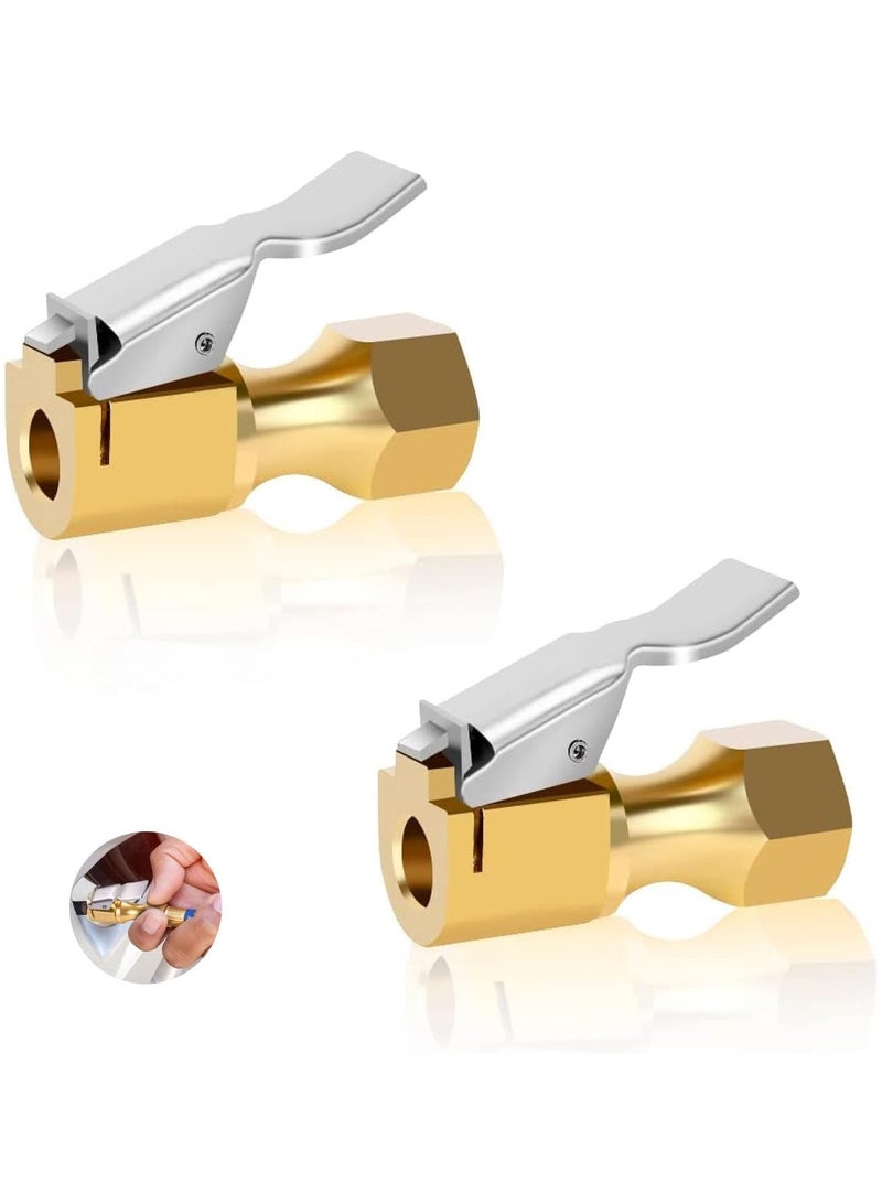 Air Chucks Durable 2 Pack Twist-on Tire Chuck, Thickened Heavy Duty Brass Air Nozzle, Closed Flow Tire Chuck,Lock on Tire Inflator Chuck with Clip for Inflator Gauge Compressor Accessories - Image 1