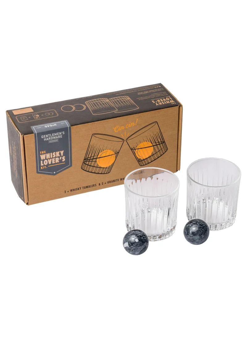 جنتلمنز هاردوير 2 pcs Cocktail Tumbler and 2 pcs Whiskey Stones Set