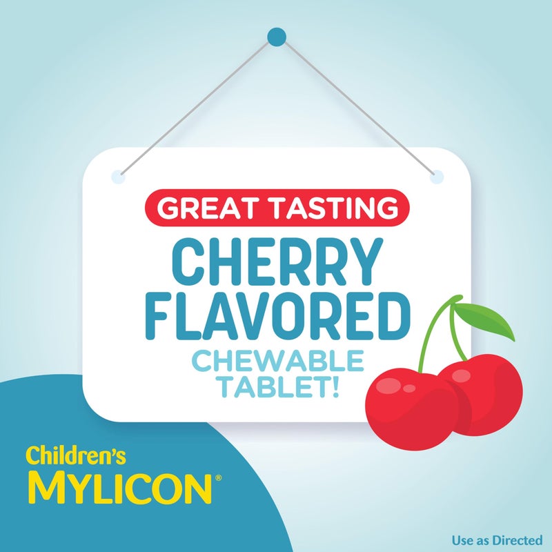 MYLICON Children's Tummy Relief for Kids, 24 Cherry Flavored Chewable Tablets - Image 3