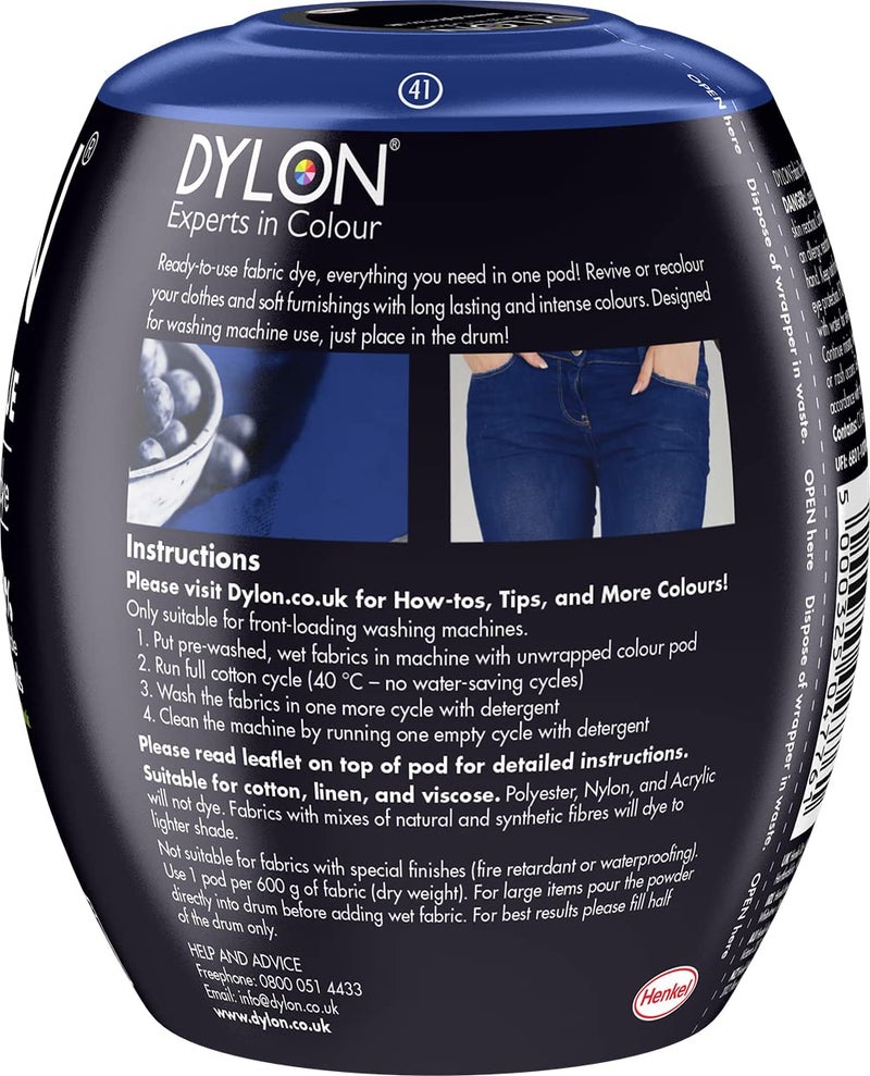 Dylon Washing Machine Fabric Dye Pod for Clothes & Soft Furnishings, 350g â€“ Jeans Blue - Image 2