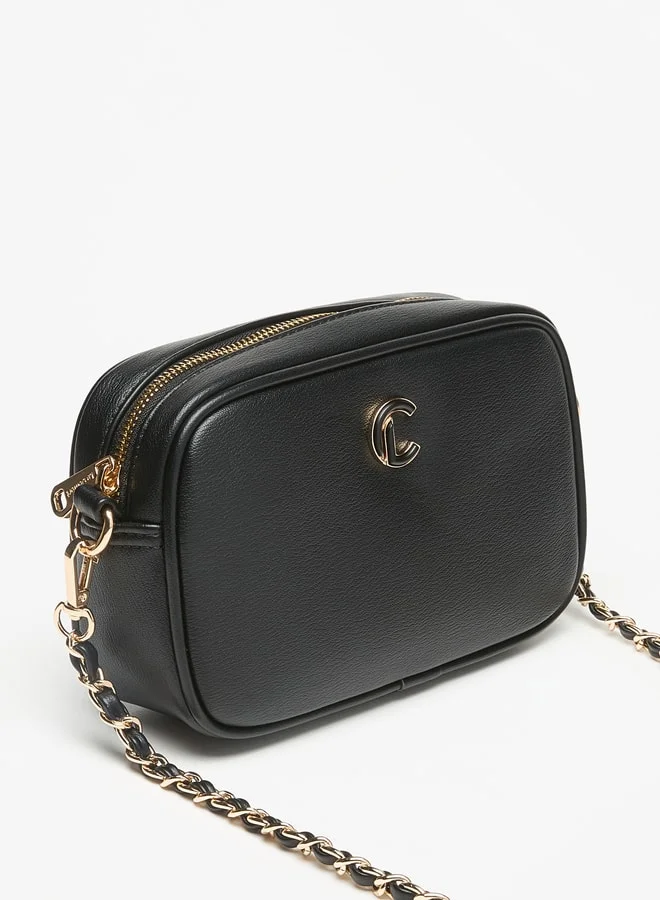 Le Confort Le Confort Solid Crossbody Bag with Detachable Strap and Zip Closure