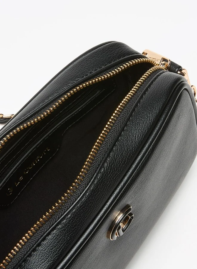 Le Confort Le Confort Solid Crossbody Bag with Detachable Strap and Zip Closure
