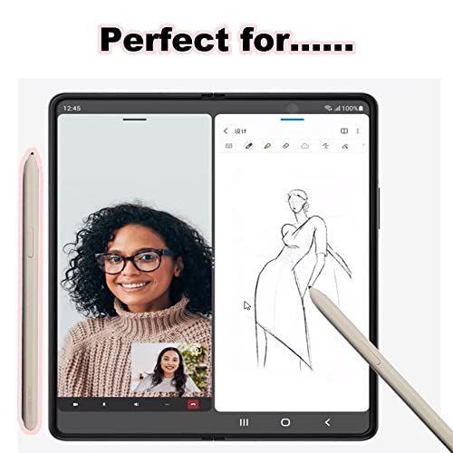 PCTC Galaxy Z Fold 4 S Pen Fold Edition,S Pen Z Fold 4,4096 Pressure Levels,Stylus Pen Replacement for Samsung Galaxy Z Fold 4 5G + Tips/Nibs(Beige) EF- FF92PCBEGUS - Image 3