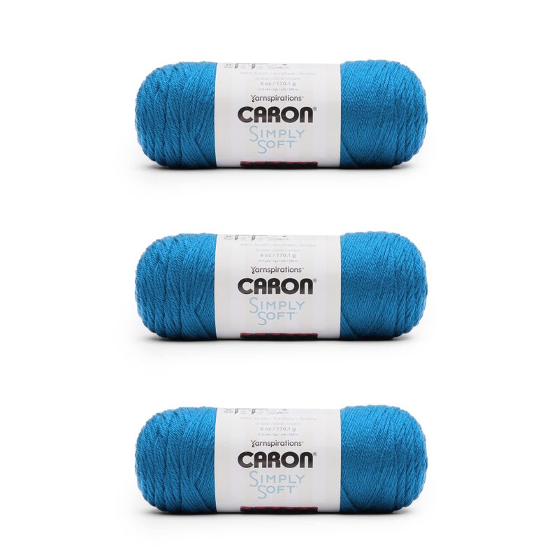 Caron Simply Soft Cobalt Blue Yarn  3 Pack of 170g6oz  Acrylic  4 Medium Worsted  315 Yards  KnittingCrochet