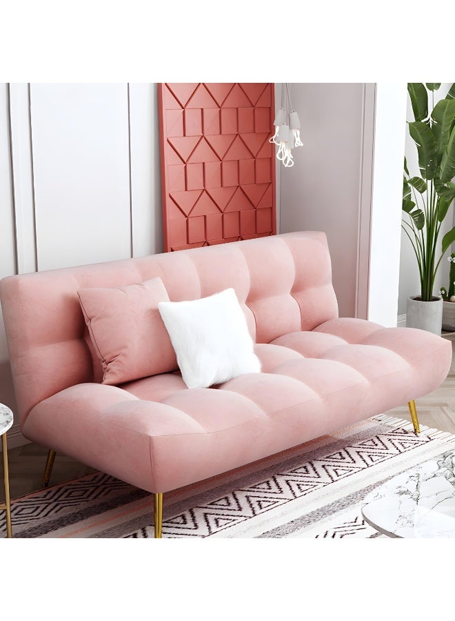 Comfynest Scandinavian Tufted Back Couch Armless Sofa Bed With Brass Legs 180 X 95 X 85 Cm Green